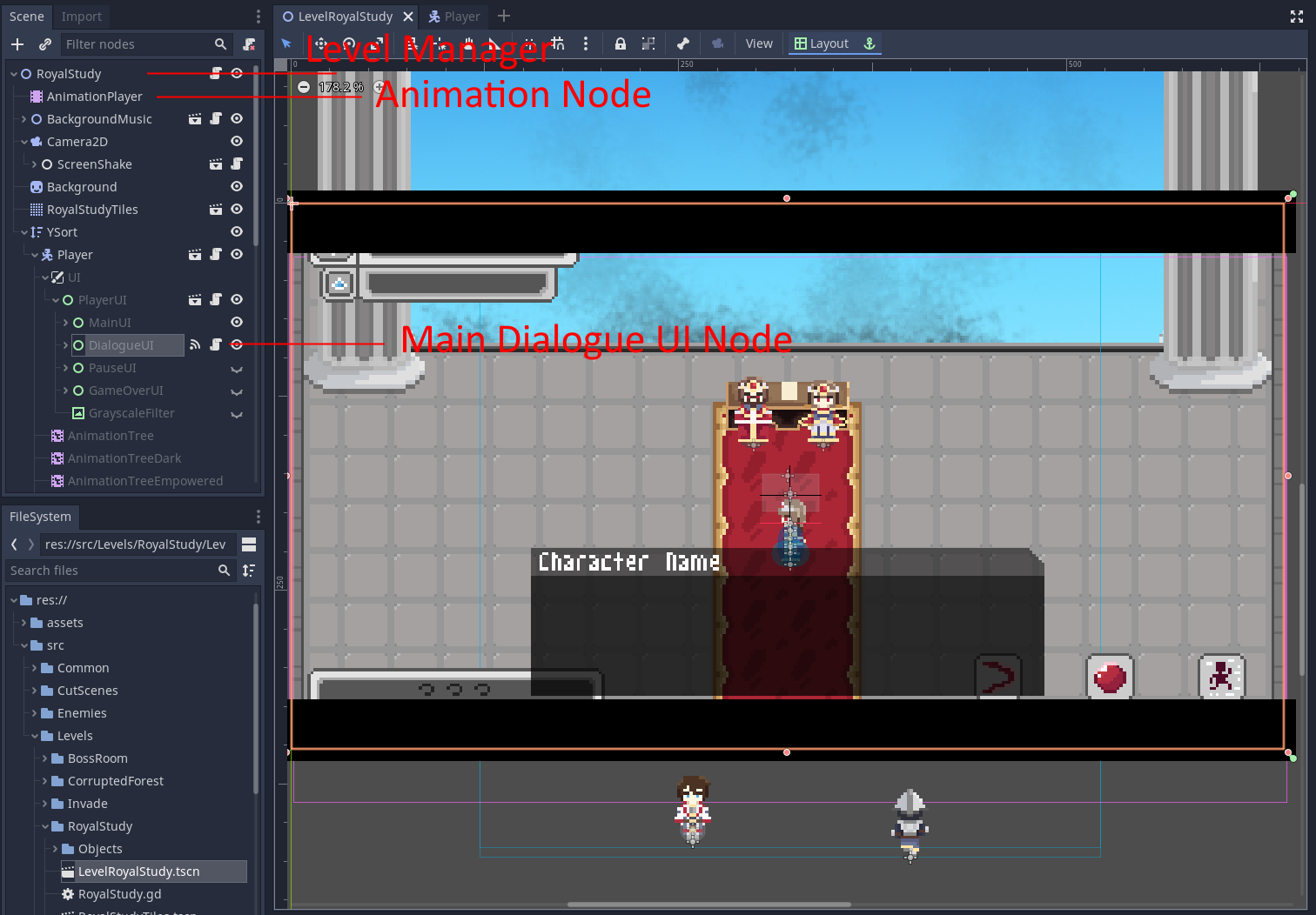 Dialogue set up in editor
